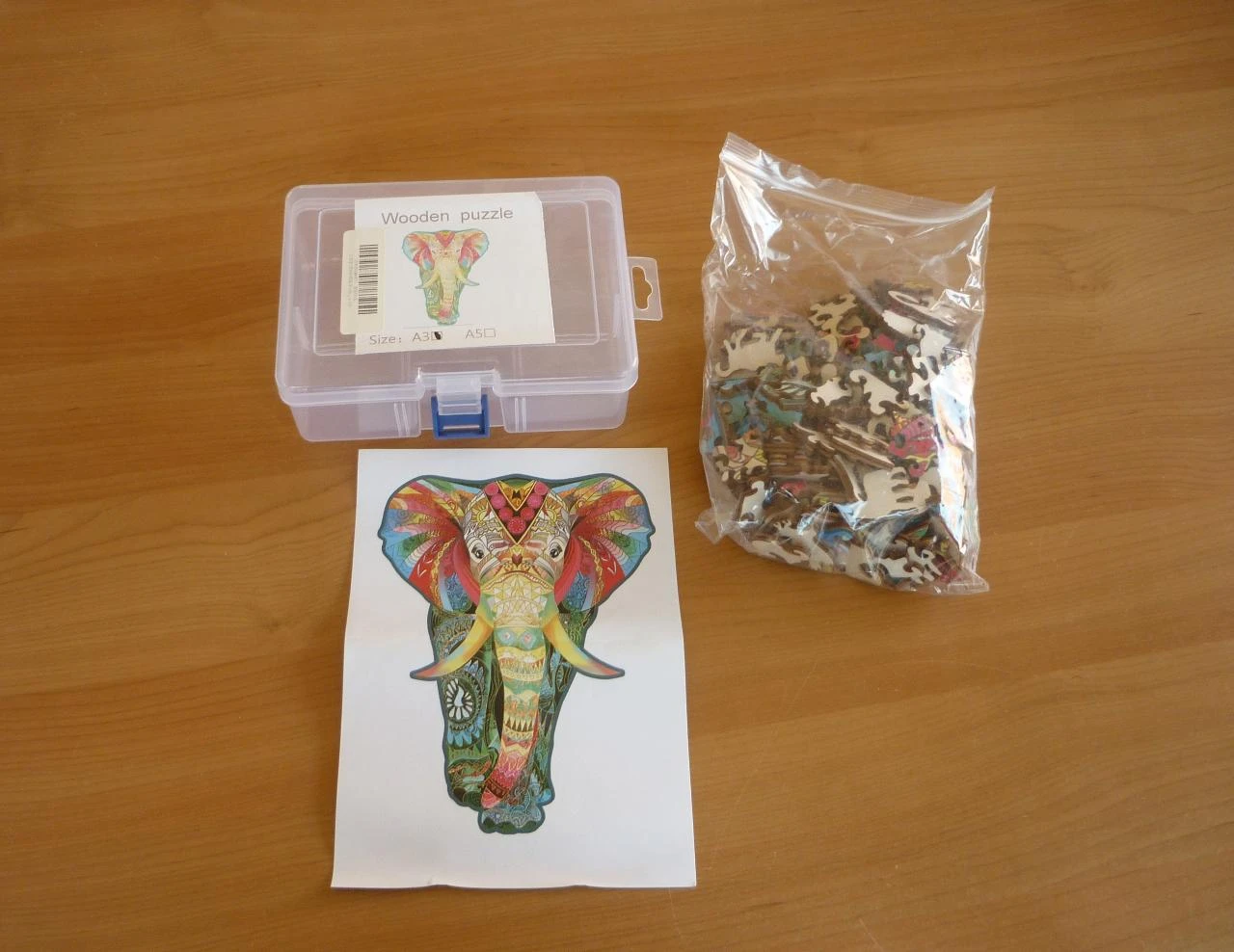 Houten puzzel Aziatische olifant A3